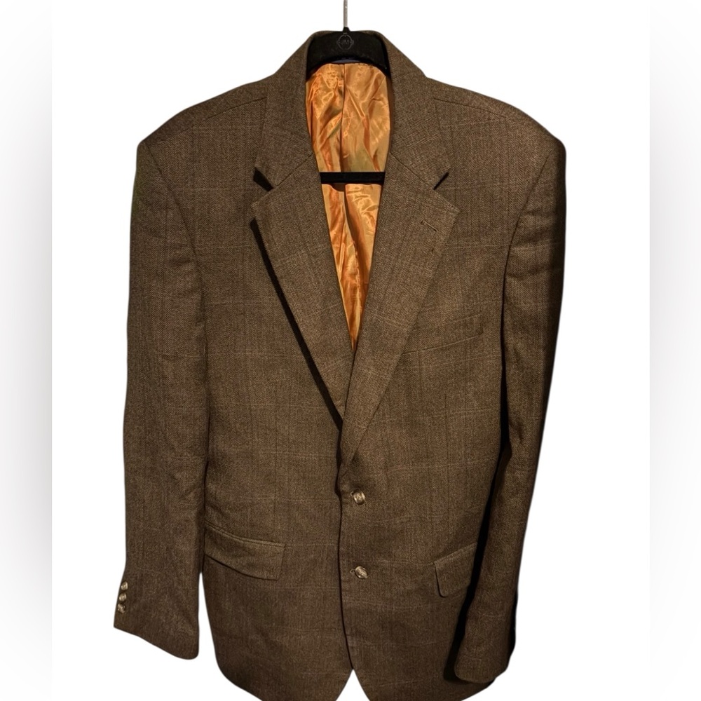 Alan Flusser Lambswool Sport Coat Brown
Herringbone Jacket size 44L